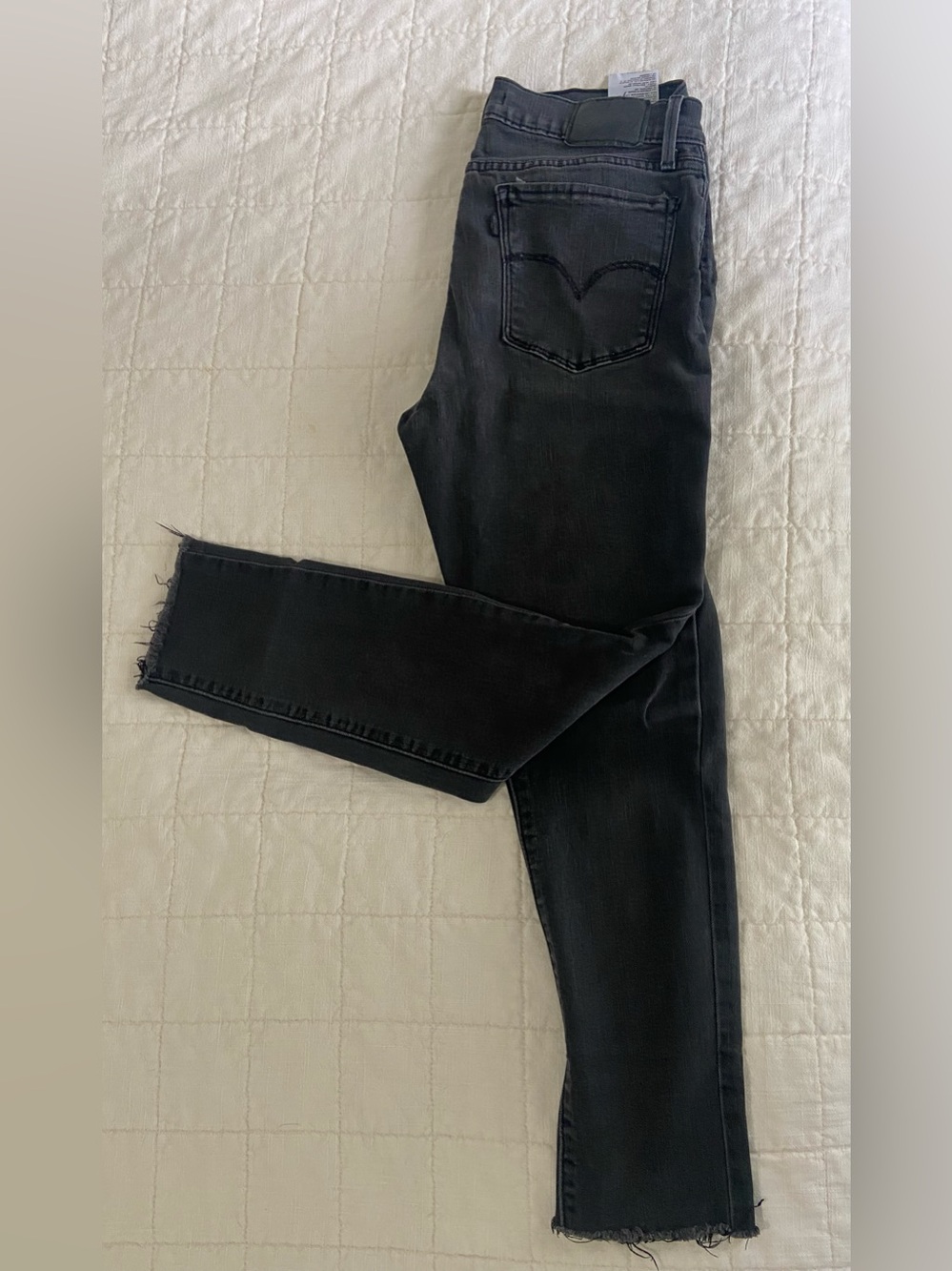 Levi's Black 710 super skinny Skinny Jeans with Raw Hem